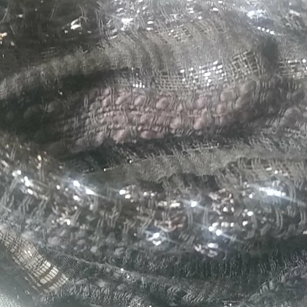 black infinity scarf with silver thread